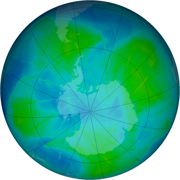 Antarctic ozone map for 04 February 2010